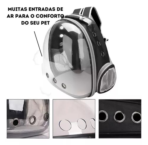 Mochila Pet visão panorâmica inteligente segurança ventilação