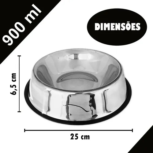 Tigela Pote 900ml Cachorro Grande 2 Unidades Comedouro Inox