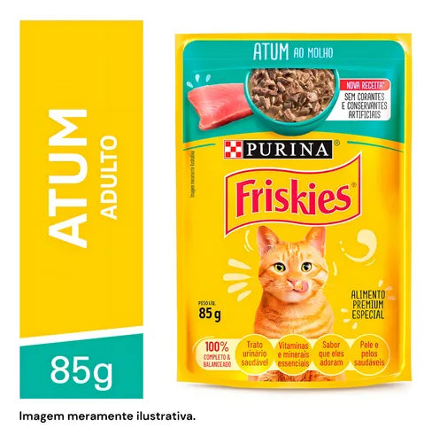 Purina Friskies Alimento Úmido gatos adultos sachê 85g caixa 15 unidades atum