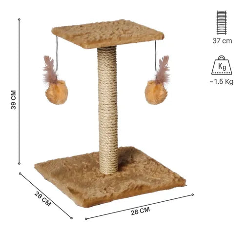 Arranhador Para Gatos Poste Com Brinquedo Duplo