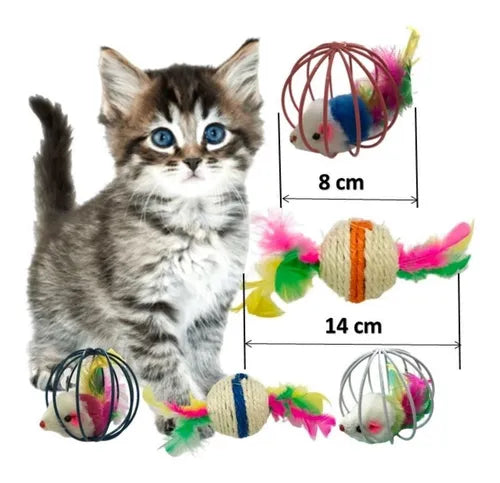 Kit 8 Brinquedos Interativos Para Gato Com Varinha Diversão