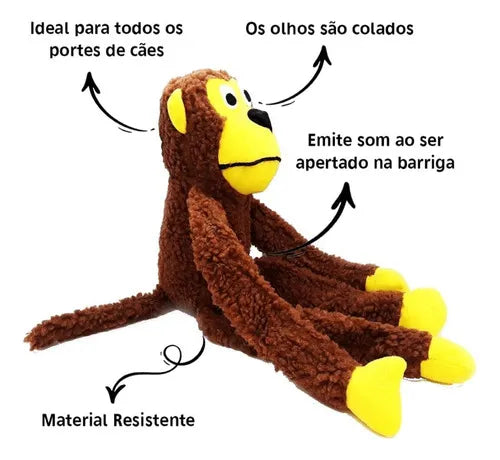 Macaquinho Pelúcia Mordedor Apito Cães 40cm Savana