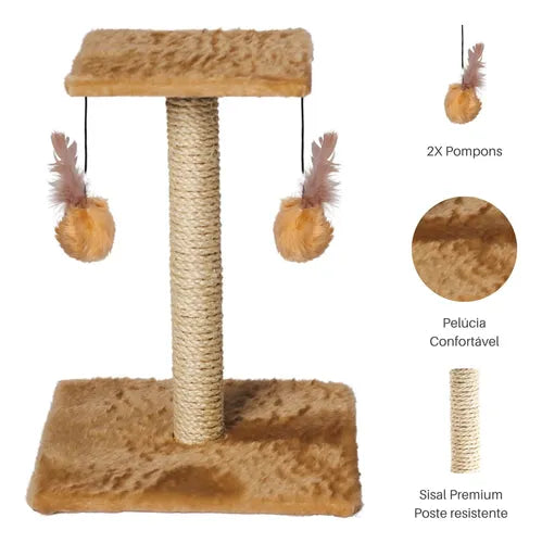 Arranhador Para Gatos Poste Com Brinquedo Duplo