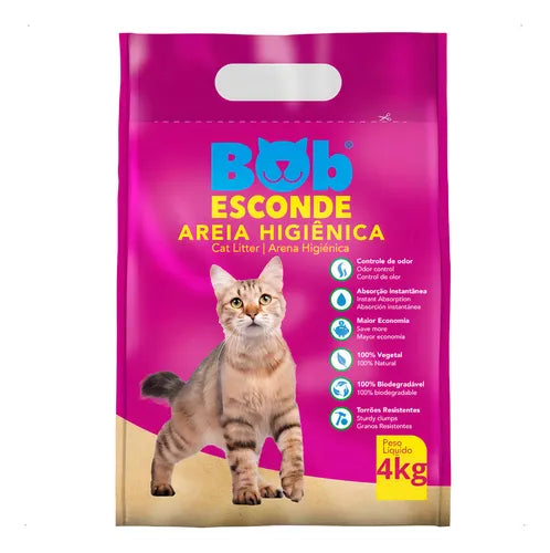 Eco biodegradável areia natural para gatos bob esconde pacote 4kg