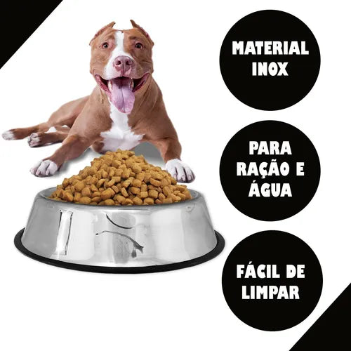Tigela Pote 900ml Cachorro Grande 2 Unidades Comedouro Inox