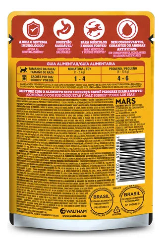 Pack Ração Úmida Pedigree para Cães Adultos Raças Pequenas Sachês Carne 100g - Caixa com 18 unidades
