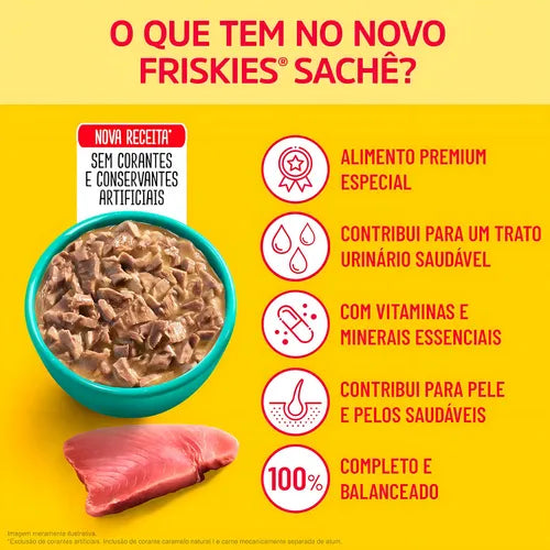 Purina Friskies Alimento Úmido gatos adultos sachê 85g caixa 15 unidades atum