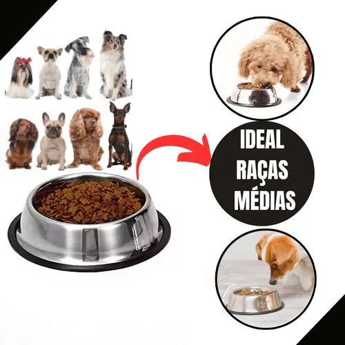 Tigela Pote 500ml Cachorros Médios 2 Unidades Comedouro Inox