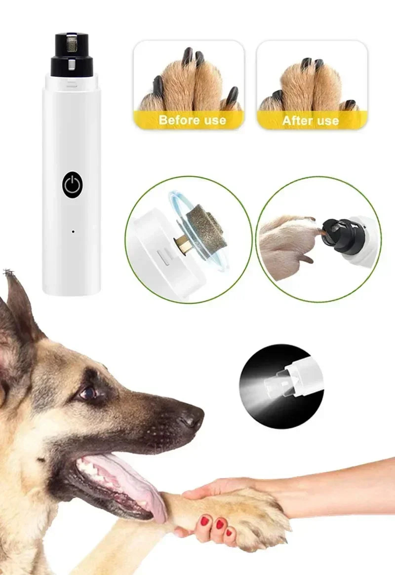 Cortador de unhas elétrico, recarregável com carregamento USB, luz LED - PolloPets