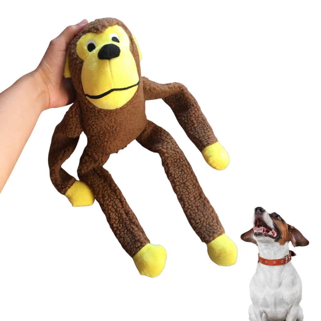 Macaquinho Pelúcia Mordedor Apito Cães 40cm Savana