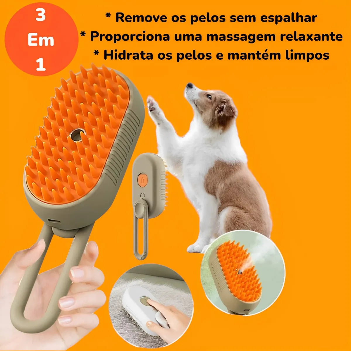 Escova A Vapor Pets 3 Em 1