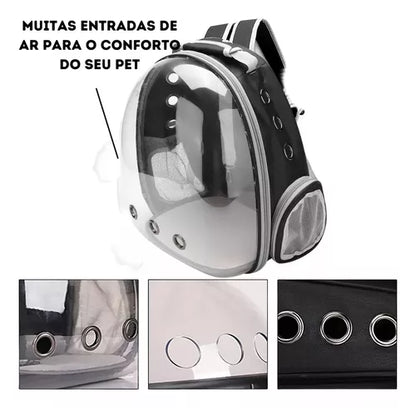Mochila Pet visão panorâmica inteligente segurança ventilação
