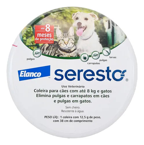 Coleira Antipulgas Seresto Para Cães Ate 8 Kilos 38cm