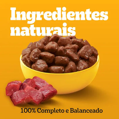 Pack Ração Úmida Pedigree para Cães Adultos Raças Pequenas Sachês Carne 100g - Caixa com 18 unidades