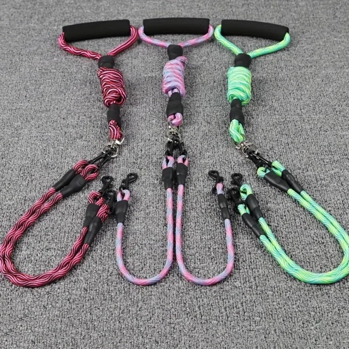 Coleira dupla, corda de nylon. - PolloPets