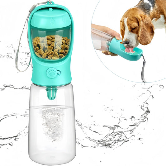 Garrafa de água com dispensador de alimentos. - PolloPets