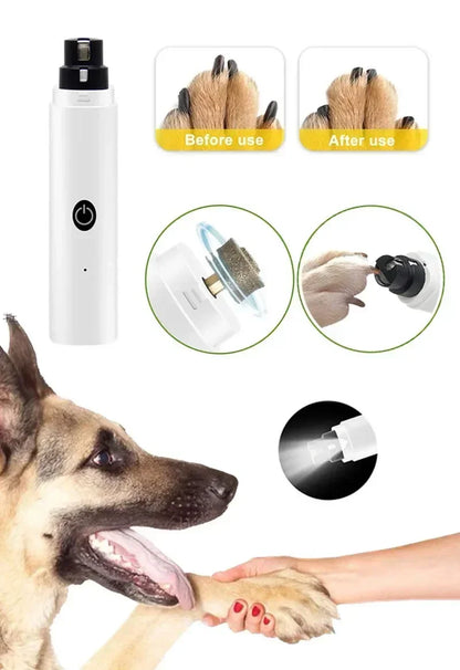 Cortador de unhas elétrico, recarregável com carregamento USB, luz LED - PolloPets